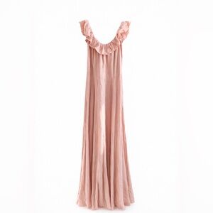 Reformation Verbena Dress Blush Pink Maxi Ruffle Romantic Cottagecore NWT